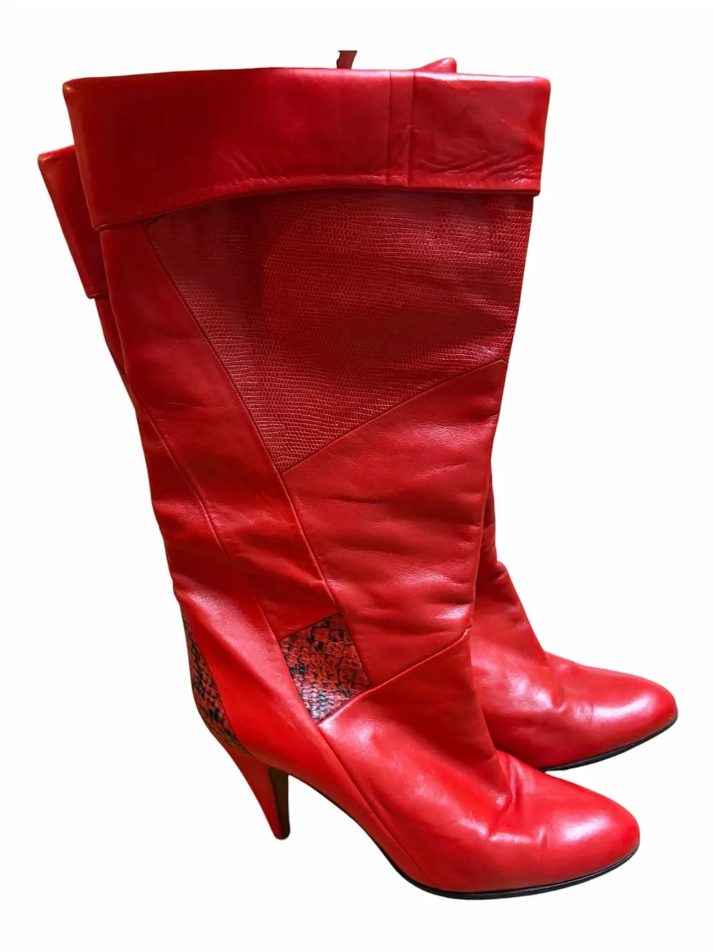 Women's Red Over-the-Knee Leather Boots